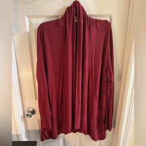 Athleta Women's Open Front Draped Burgundy Cardigan w/Pockets, 2X